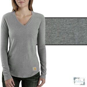 Carhartt Long Sleeve V-Neck T-Shirt in Grey, XS